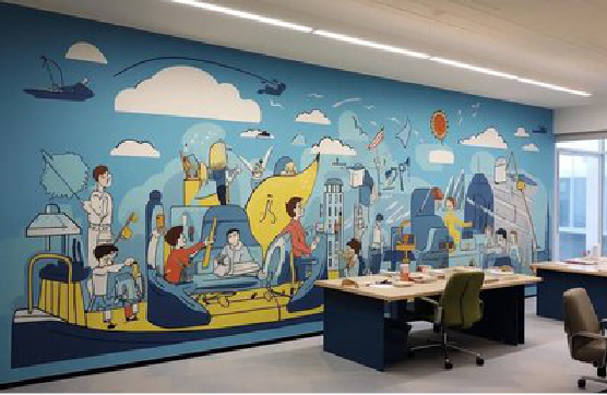 渠县办公室墙绘的特点。